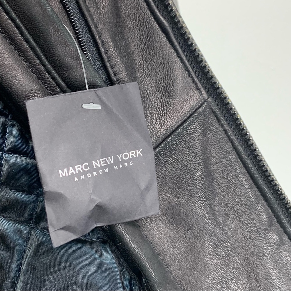 ANDREW MARC NEW YORK Black Leather Bomber Jacket 2-in-1 Mens LARGE NEW NWT - Picture 4 of 8